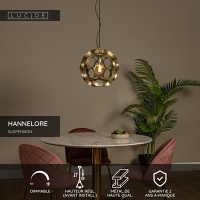 Lucide HANNELORE - Suspension - Ø 40 cm - 1xE27 - Or Mat / Laiton